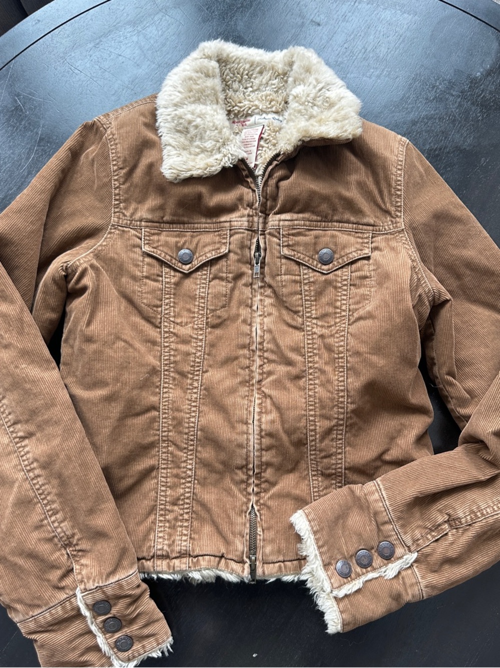 Abercrombie & Fitch Light Brown Sherpa-Lined Jacket